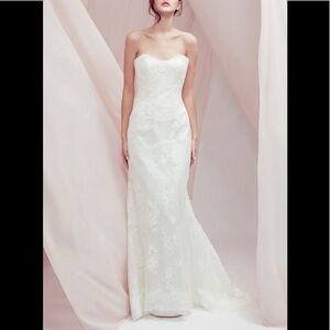 Snow by annasul y strapless white lace train wedding dress size 10